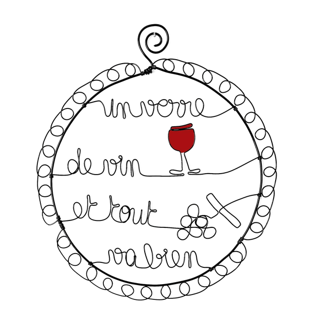 Cadre "Un verre de vin et tout va bien"